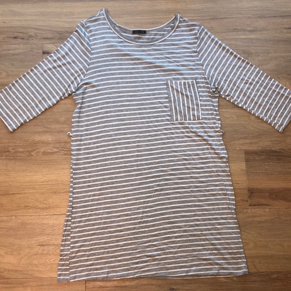 Grey and white striped dress